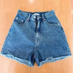 WEGO デニムブルー フリンジヘムショートパンツ XS