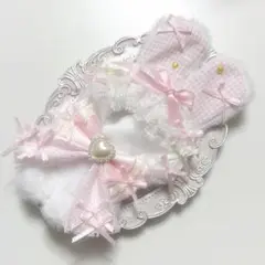 ♡ぬい服　10〜12cm用　ピンク×クリーム　うさぎ　チェーンフック付き♡