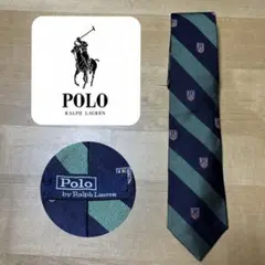 イタリア製　ポロ ラルフローレン ネクタイ レジメンタル グリーン&ネイビー
