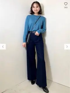 一度のみ着用✨ワイドトラウザージーンズ　ネイビー