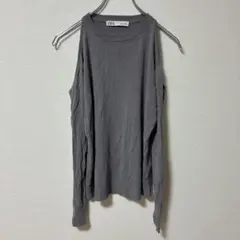 ZARA グレー オフショルダー ニット　Sサイズ　肩出し　薄手