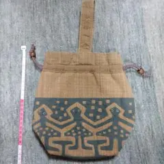ハンドメイド茶色と黒の巾着袋