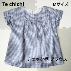 Te chichi チェック ブラウス M テチチ ブルー カジュアル レトロ