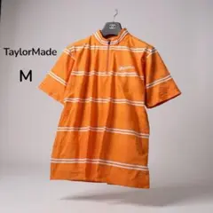 TaylorMade 半袖 ポロシャツ Mサイズ オレンジ メンズ ボーダー