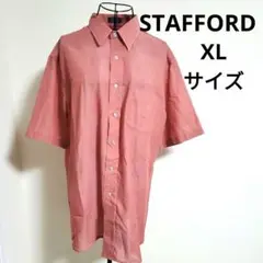 STAFFORD 半袖シャツ WRINKLE FREE サーモンピンク系