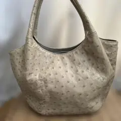 オーストリッチ　ハンドバッグ　サンドベージュ