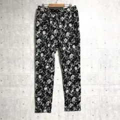 【a.v.v standard】　花柄コーデュロイパンツ　（Ｍ）　スキニー　黒