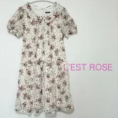 【L'EST ROSE】 花柄 ワンピース MTサイズ アイボリー　レストローズ