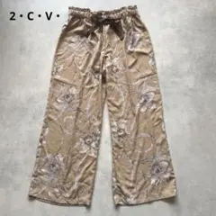 2・C・V・花柄ワイドパンツ 総柄 薄手 ゴムウエスト