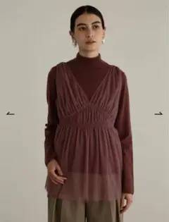 ニットレイヤードチュールトップ