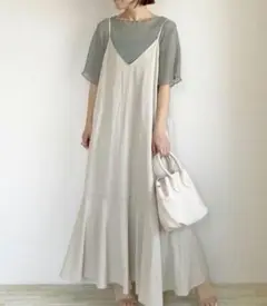 新品タグ付AUNT MARIE'S マーメイドライン切替キャミワンピース ロング