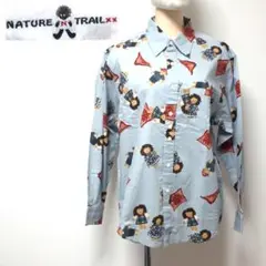 【美品】NATURE TRAIL バンダナ 人形 総柄 シャツ