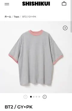 SHISHIKUI BT2 半袖Tシャツ グレー×ピンク