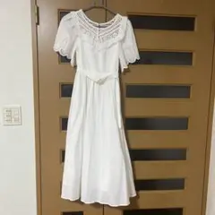 サイズS REDYAZELホワイトマキシドレス レースフリル袖