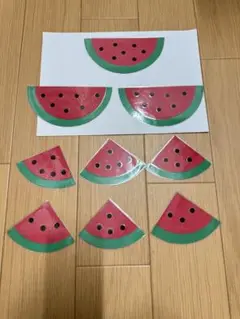 すいか　せみ　うちわ　壁面　夏