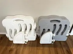 【中古】ifam ベビーサークル　グレー×4 ホワイト×4 ストッパー×2