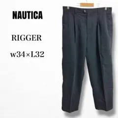 mt32525 ノーティカ　スラックスパンツRIGGER ワンタック　黒