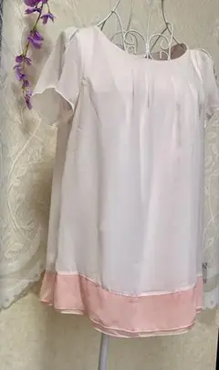 即日発送　シフォン 半袖シャツ ピンク 　Mサイズ　裏地付き