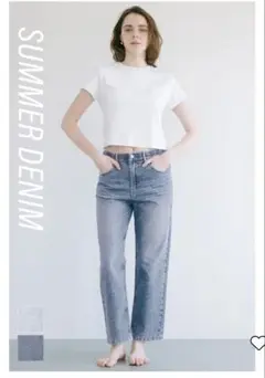 新品cocaサマーデニムテーパードパンツ❤︎blueM