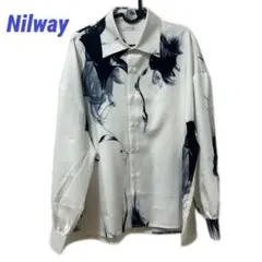 Nilway 百合柄　ドレープオーバーサイズシャツ