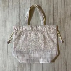 巾着バッグ　リバティ生地使用　ハンドメイド　ジェニーズリボンズ