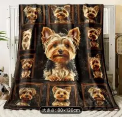 １点物　新品ヨークシャテリア総柄ブランケット　８０×１２０㎝