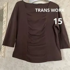美品　大きいサイズ15 トランスワーク　ストレッチカットソー　日本製