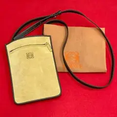 極 美品 ロエベ アナグラム スエード レザー ポシェット ショルダーバッグ