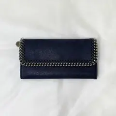 ステラマッカートニー ファラベラレザー長財布 二つ折り ネイビー