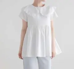 〖美品〗Fit more スカラップカラーペプラムブラウス