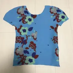 ☆希少☆ プリーツプリーズ イッセイミヤケ 花柄 カットソー 青 レア