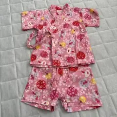 ピンク花柄甚平 80cm 2回着用のみ 美品 ベビー 女の子