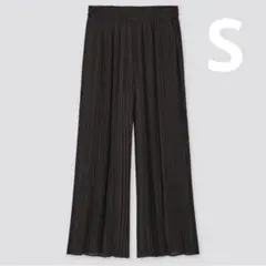 UNIQLO シフォン プリーツ パンツ S ブラック レディース ワイドパンツ