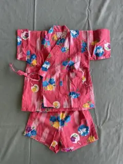 ピンク 花柄 金魚 甚平 90cm