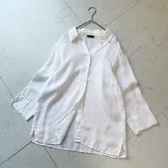 フレッドペリー リネン 麻 ブラウス シャツ XL ロゴ ホワイト