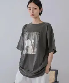 ジーナシスJEANASIS/ROCKフォトクラックBIGTEETシャツグレー新品