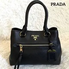 美品✨プラダ ヴィッテロ トートバッグ ゴールド金具 レザー 黒 肩掛け A4