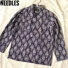 Needles ニードルス オープンカラーシャツ 総柄 ネイビー