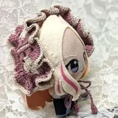 〈ピンク色×ホワイト色〉ぬい服　ヘッドドレス　ちびぐるみ　にじぬい