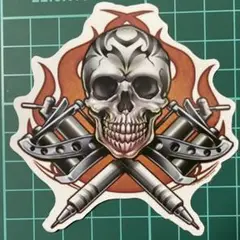 【NO33】防水ステッカー ドクロ 武器 アスリート スケボ