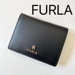 フルラ 新品 ウォレット 二つ折り財布 カメリア CAMELIA コンパクト 黒