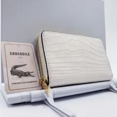 新品 リアルクロコダイル本革 ヒマラヤホワイトクロコダイル ミドルウォレット