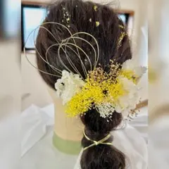 髪飾り　かすみ草　前撮り　成人式　結婚式　振袖　浴衣　着物　和装　ドレス