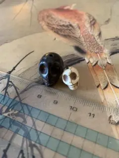天然石 ガイコツ 骸骨の根付け セット