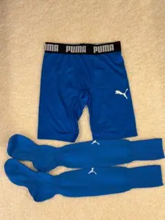 PUMA 青 インナータイツ・ソックス セット　メンズ　L