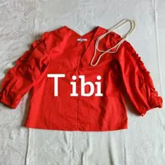 Ｔibi ティビ フリルカットソー サイズ2 赤 7分袖 コットン