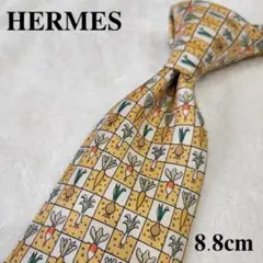 HERMES エルメス ハイブランドネクタイ 黄色 野菜 メンズ
