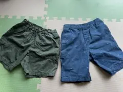ユニクロ　緑色と青色のショートパンツセット120
