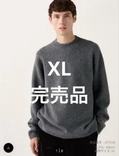 スフレヤーンクルーネックセーター　XL グレー　山口一郎さん着用