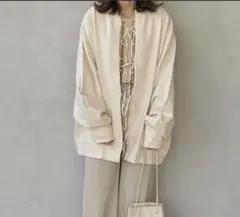 kastane 紐付きリサイクルコットンスウェット アイボリー